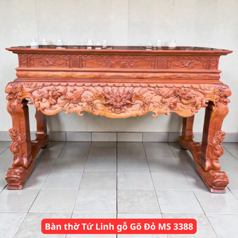 Bàn thờ Tứ Linh gỗ Gõ Đỏ MS 3388 Bàn thờ Tứ Linh gỗ Gõ Đỏ MS 3388
