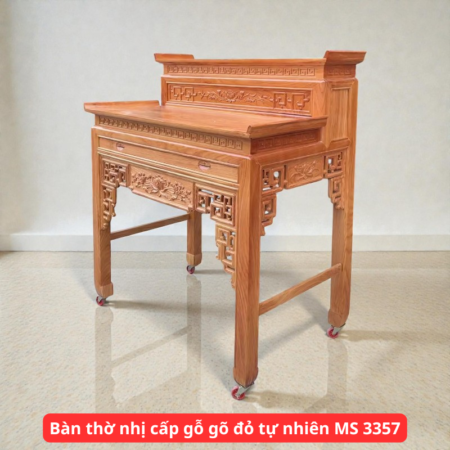 Bàn thờ nhị cấp gỗ gõ đỏ tự nhiên MS 3357