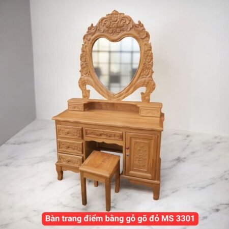 Bàn trang điểm bằng gỗ gõ đỏ MS 3301