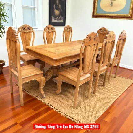 Bộ bàn ăn gỗ gõ đỏ 8 ghế MS 3246