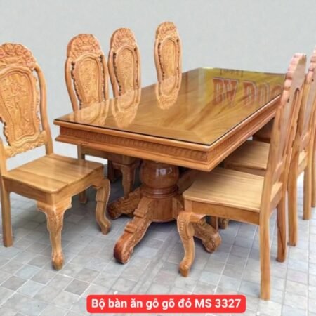 Bộ bàn ăn gỗ gõ đỏ MS 3327