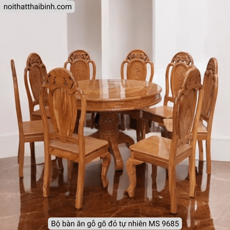 Bộ bàn ăn gỗ gõ đỏ tự nhiên MS 9685 7 Bộ bàn ăn gỗ gõ đỏ tự nhiên MS 9685 - Ảnh 7
