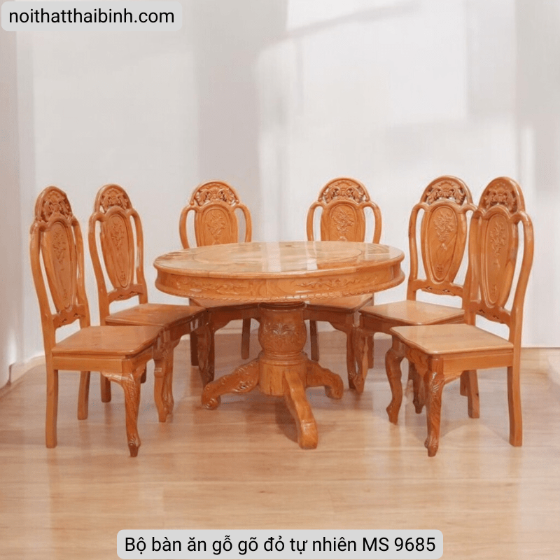 Bộ bàn ăn gỗ gõ đỏ tự nhiên MS 9685 6 Bộ bàn ăn gỗ gõ đỏ tự nhiên MS 9685 - Ảnh 6