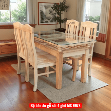 Bộ bàn ăn gỗ sồi 4 ghế MS 9978