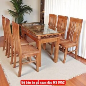Bàn Ăn Gỗ Tự Nhiên: Bí Quyết Chọn Mua Chuẩn Thợ Mộc 30 Năm Kinh Nghiệm Bộ bàn ăn gỗ xoan đào MS 9752