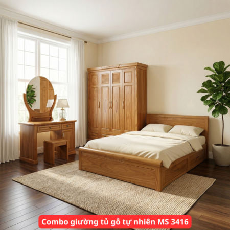 Combo phòng ngủ gỗ tự nhiên MS 3416