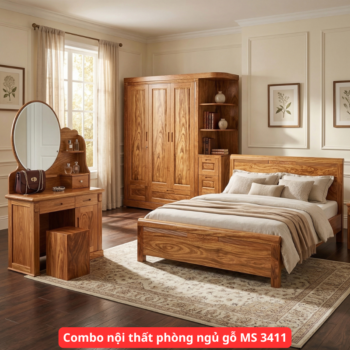 Combo nội thất phòng ngủ gỗ MS 3411