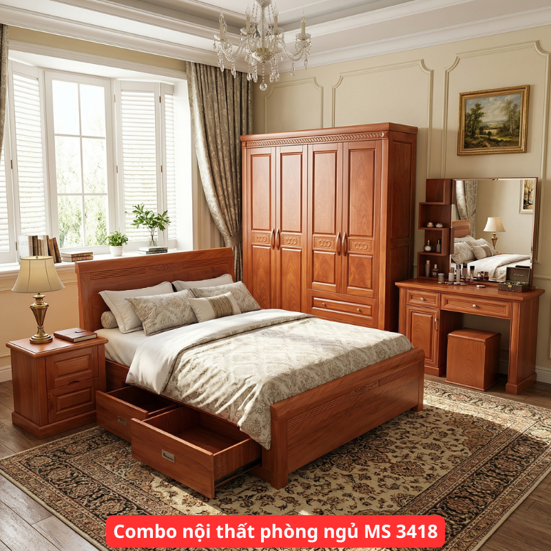 Combo nội thất phòng ngủ MS 3418 1 Combo nội thất phòng ngủ MS 3418