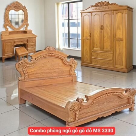 Combo phòng ngủ gỗ gõ đỏ MS 3330