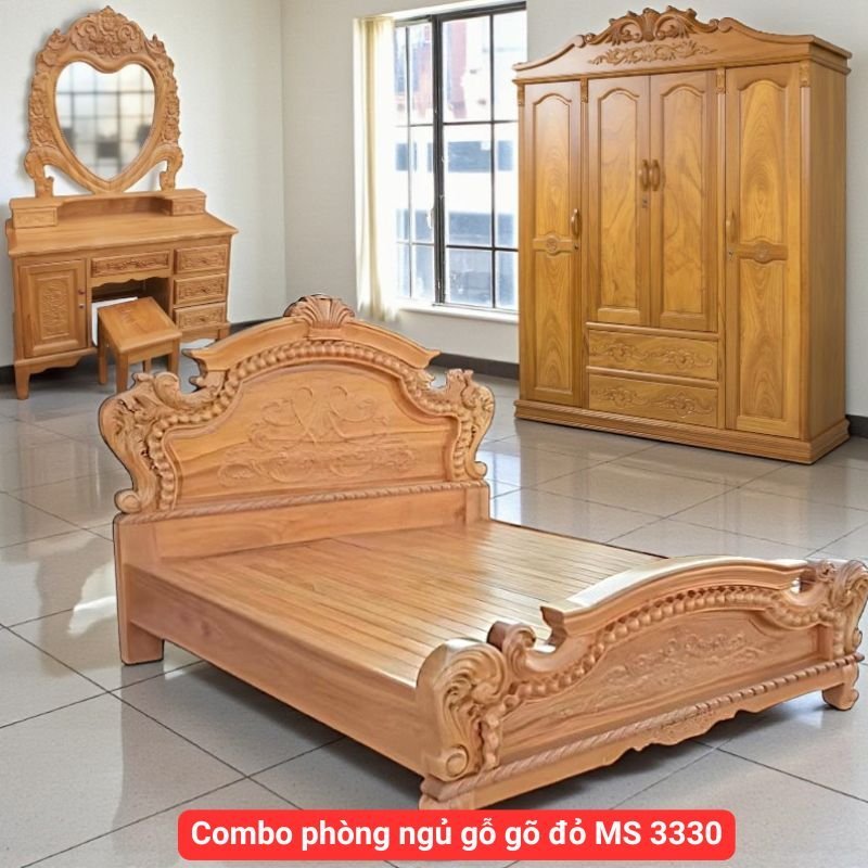 Combo phòng ngủ gỗ gõ đỏ MS 3330