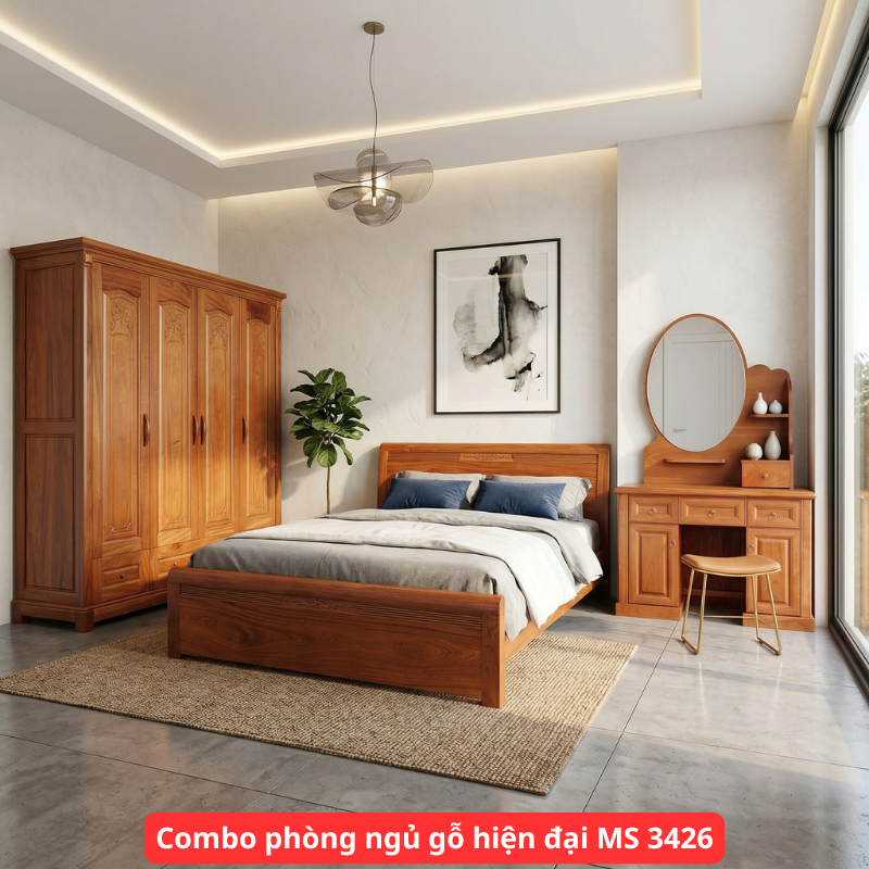 Combo phòng ngủ gỗ hiện đại MS 3426 Combo phòng ngủ gỗ hiện đại MS 3426
