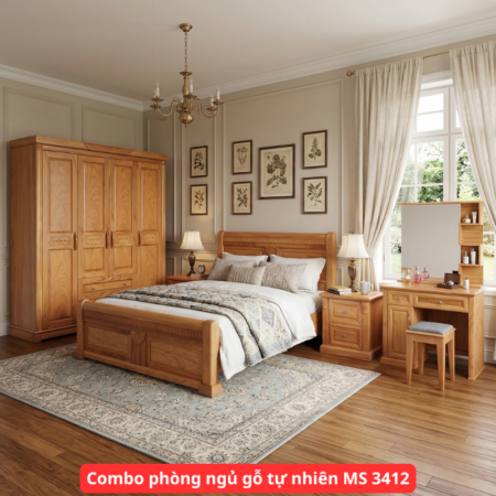 Combo phòng ngủ gỗ vân gõ MS 3412