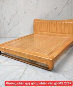 Giường chân quỳ gỗ tự nhiên vân gõ MS 2767