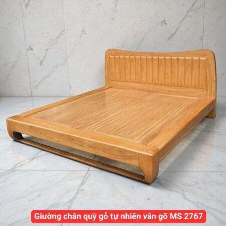 Giường chân quỳ gỗ tự nhiên vân gõ MS 2767