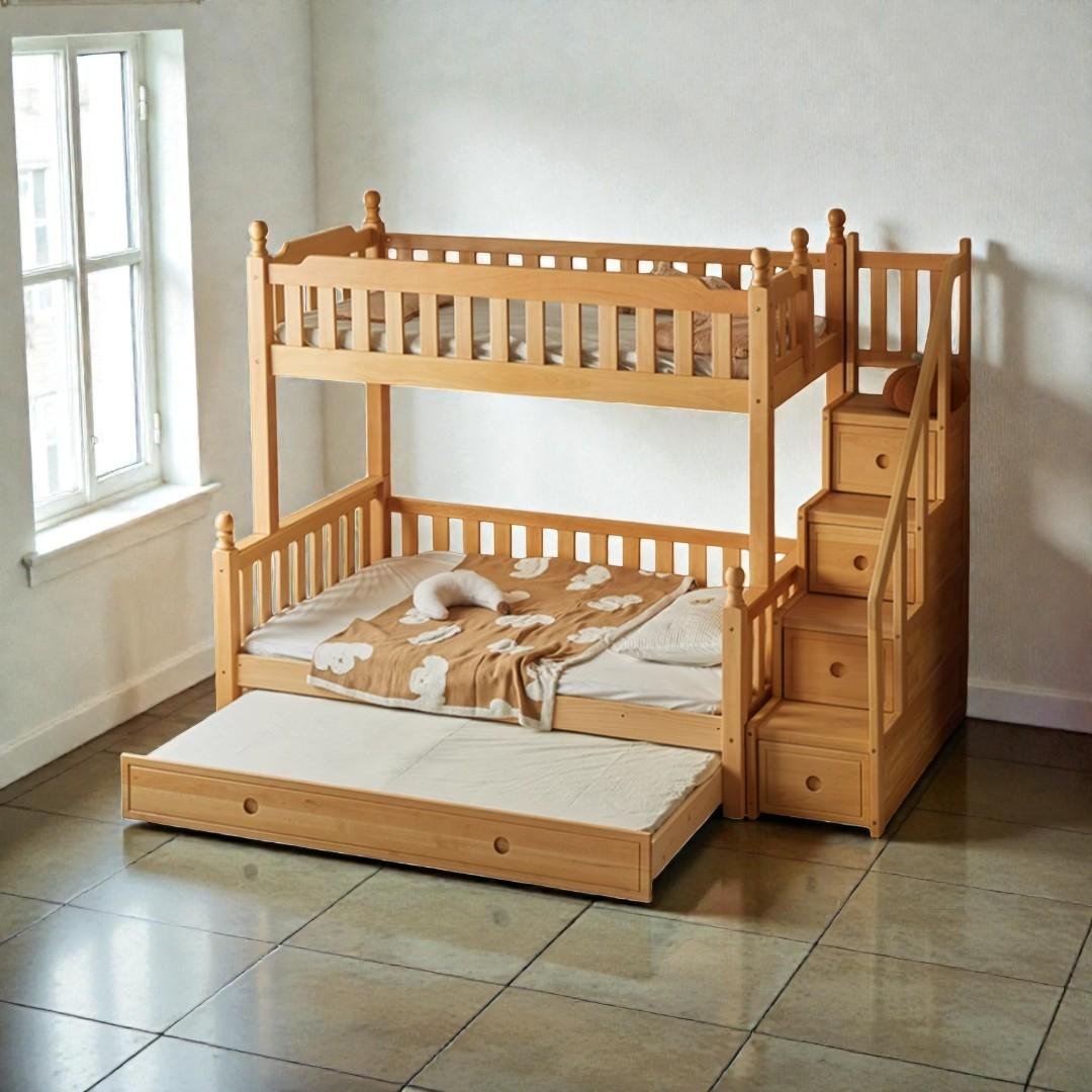 Giường tầng gỗ xoan đào chắc chắn cho người lớn