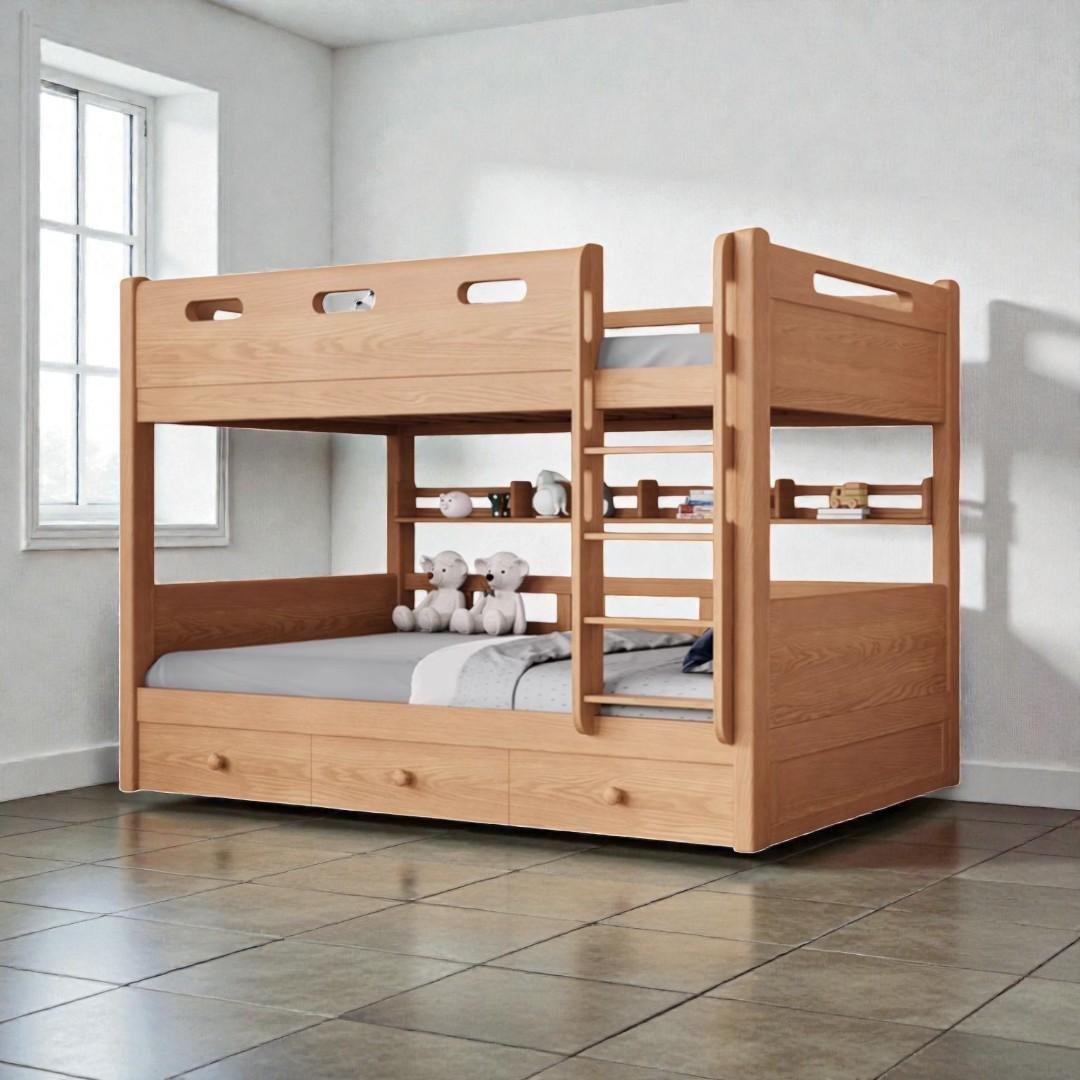 Giường gỗ 2 tầng kết hợp bàn học tiết kiệm diện tích