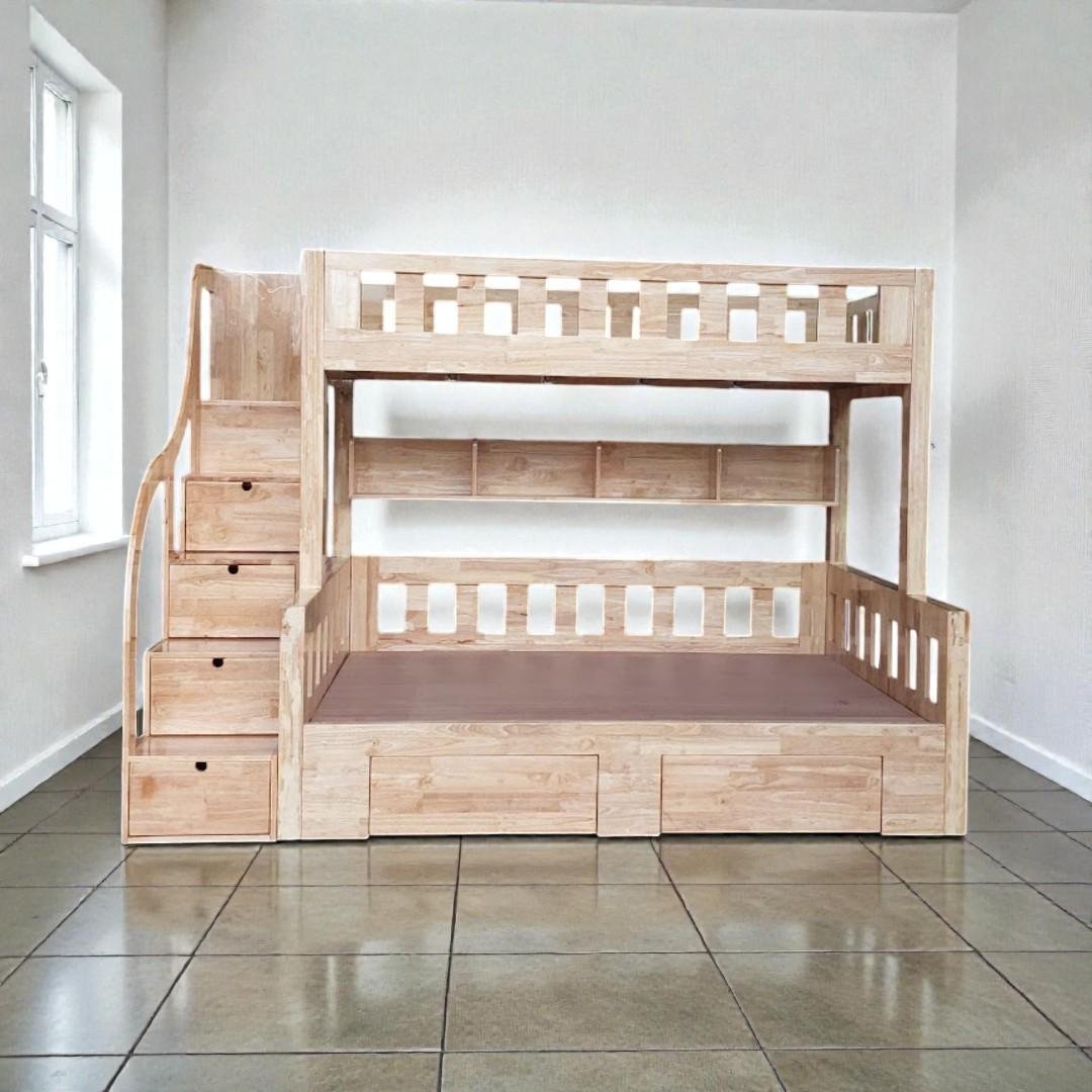 Mẫu giường tầng gỗ sồi tự nhiên cao cấp cho trẻ em