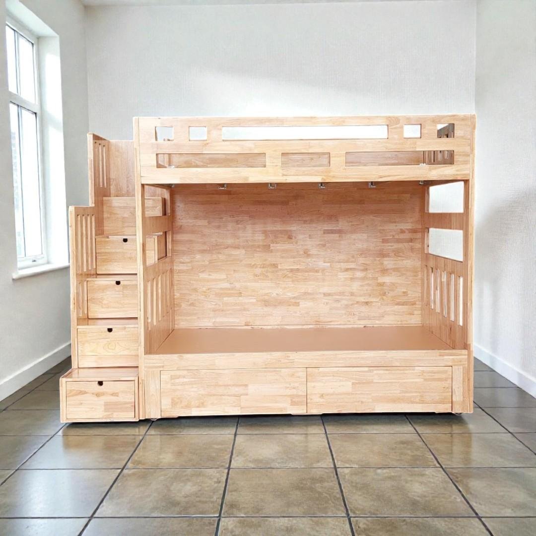 Giường gỗ 2 tầng thiết kế hiện đại cho phòng ngủ nhỏ