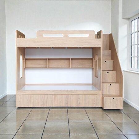 Cầu thang giường tầng gỗ tích hợp ngăn kéo thông minh