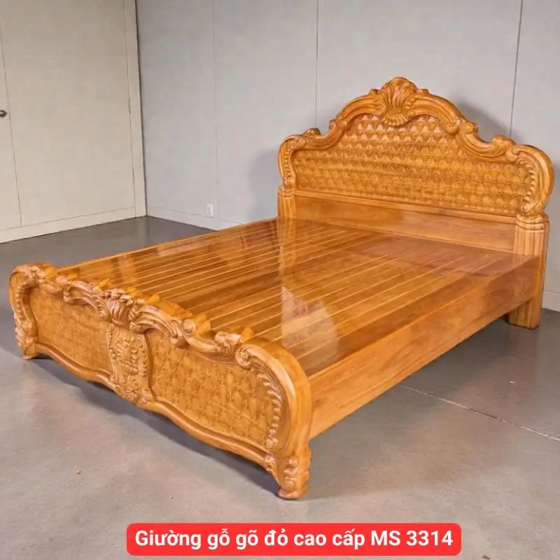 Giường gỗ gõ đỏ cao cấp MS 3314 Giường gỗ gõ đỏ cao cấp MS 3314