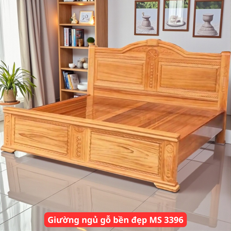Giường ngủ gỗ bền đẹp MS 3396 Giường ngủ gỗ bền đẹp MS 3396