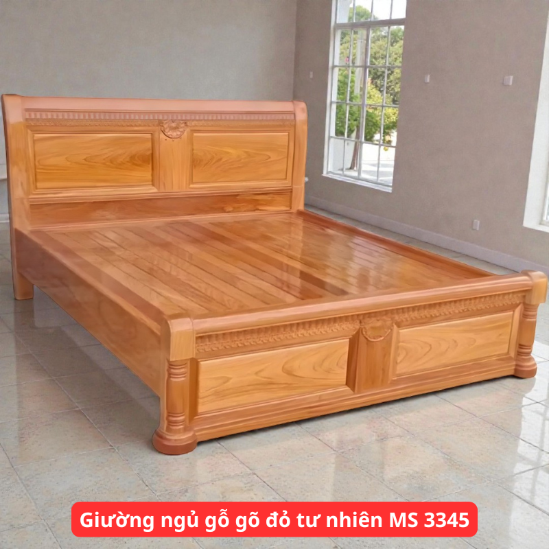 Giường ngủ gỗ gõ đỏ tư nhiên MS 3345