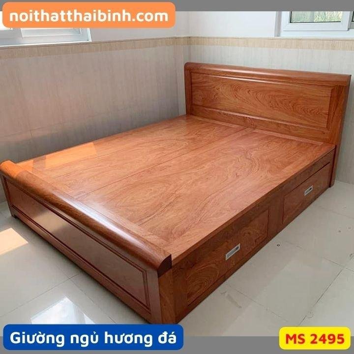 Giường ngủ gỗ hương đá vạt phản MS 2495 1 Giường ngủ gỗ hương đá vạt phản MS 2495