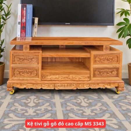 Kệ tivi gỗ gõ đỏ cao cấp MS 3343