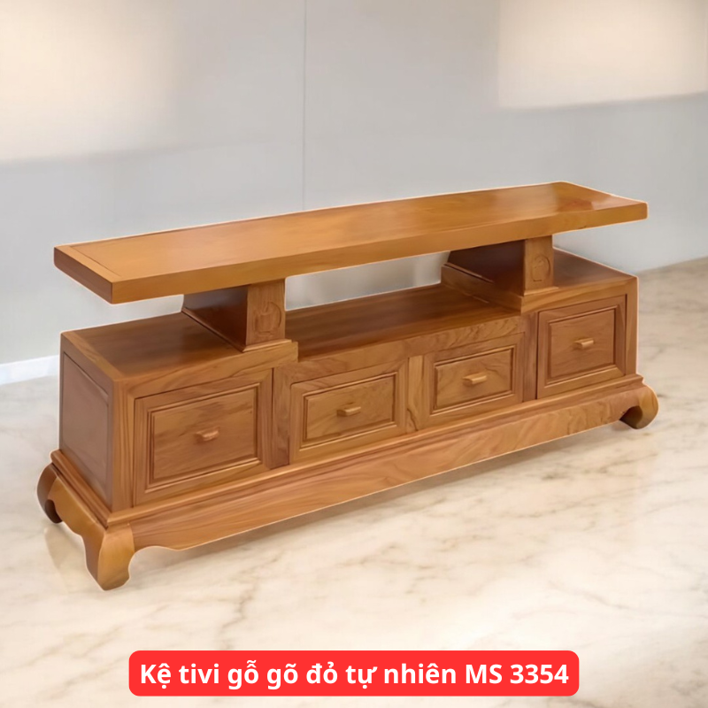Kệ tivi gỗ gõ đỏ tự nhiên MS 3354 Kệ tivi gỗ gõ đỏ tự nhiên MS 3354