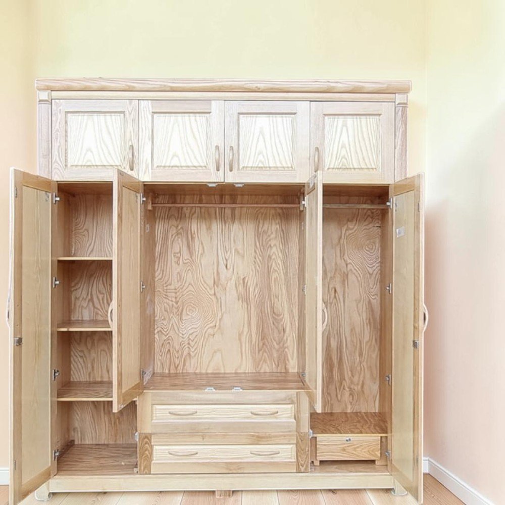 Mẫu tủ gỗ 4 cánh gỗ xoan đào cánh gián đẹp