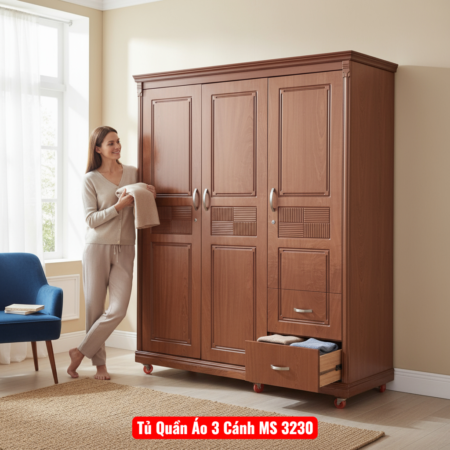 Tủ Quần Áo 3 Cánh Gỗ Công Nghiệp MS 3230