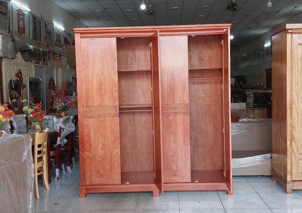 Tủ Quần Áo 4 Cánh Gỗ Tự Nhiên