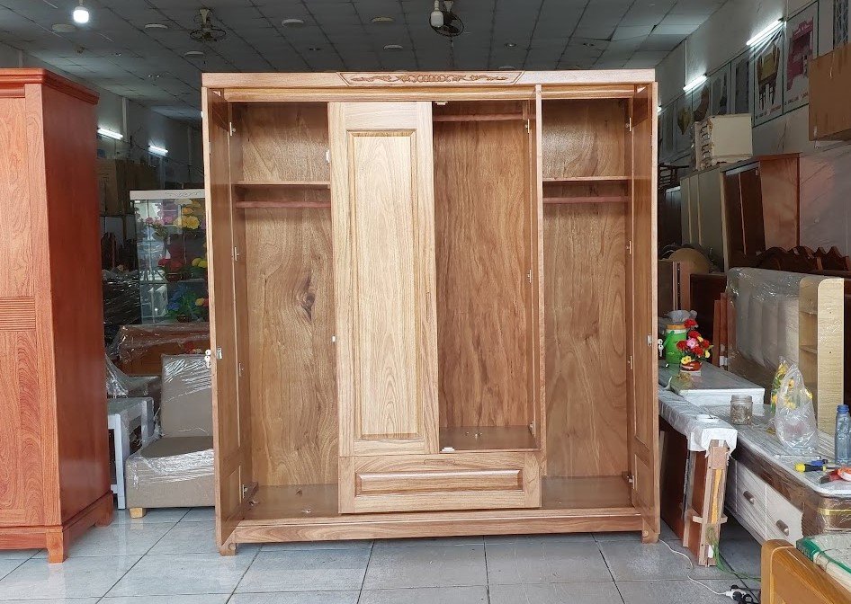 Tủ Quần Áo 4 Cánh Gỗ Tự Nhiên