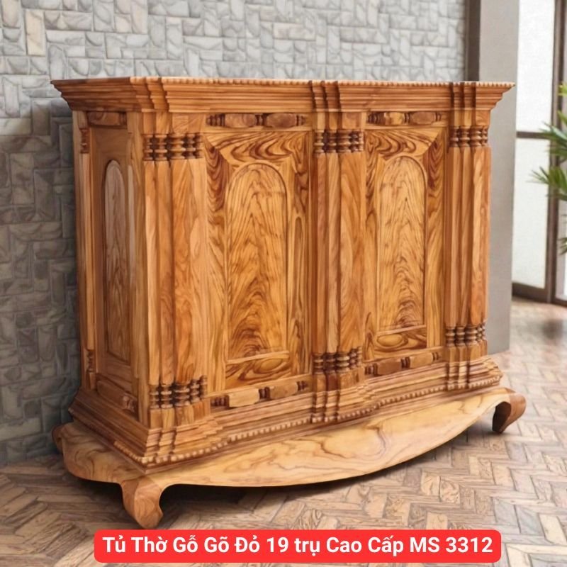 Tủ Thờ Gỗ Gõ Đỏ 19 trụ Cao Cấp MS 3312 1 Tủ Thờ Gỗ Gõ Đỏ 19 trụ Cao Cấp MS 3312