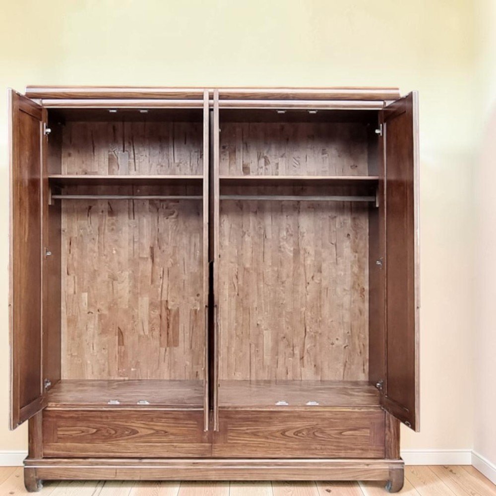 Tủ gỗ 4 cánh gỗ sồi tự nhiên phong cách hiện đại