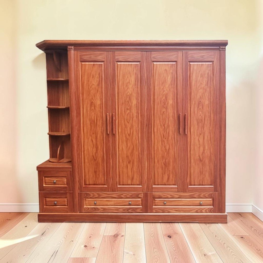 Tủ gỗ 4 cánh gỗ sồi tự nhiên phong cách hiện đại