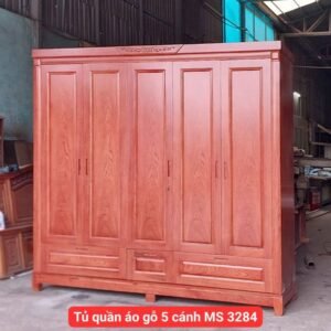 Tủ quần áo đơn giản mà đẹp – giải pháp lưu trữ hiện đại Tủ quần áo gỗ 5 cánh MS 3284