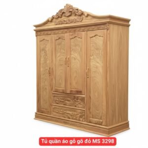 Tủ quần áo đơn giản mà đẹp – giải pháp lưu trữ hiện đại Tủ quần áo gỗ gõ đỏ MS 3298