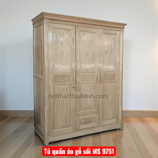 Tủ quần áo gỗ sồi MS 9751 1 Tủ quần áo gỗ sồi MS 9751