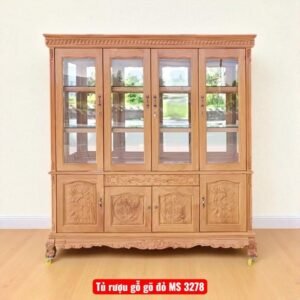 Tủ rượu gỗ gõ đỏ 4 cửa MS 3278