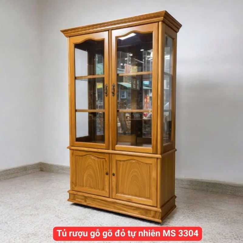 Tủ rượu gỗ gõ đỏ tự nhiên MS 3304