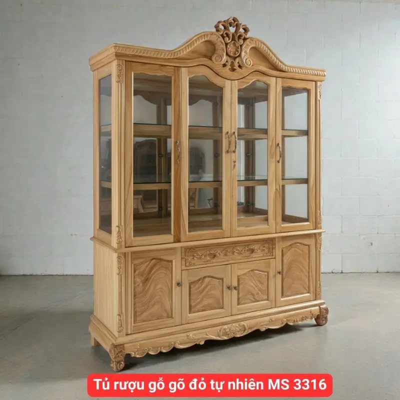 Tủ rượu gỗ gõ đỏ tự nhiên MS 3316 Tủ rượu gỗ gõ đỏ tự nhiên MS 3316