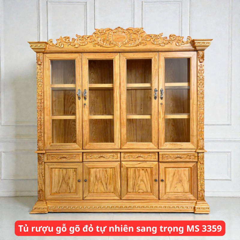 Tủ rượu gỗ gõ đỏ tự nhiên sang trọng MS 3359