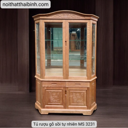 Tủ rượu gỗ sồi tự nhiên cao cấp MS 3231