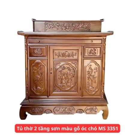 Tủ thờ 2 tầng sơn màu gỗ óc chó MS 3351