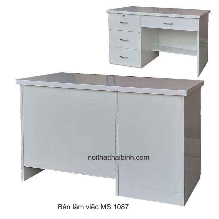 Bàn làm việc màu trắng giá rẻ MS 1087 1 Bàn làm việc màu trắng giá rẻ MS 1087