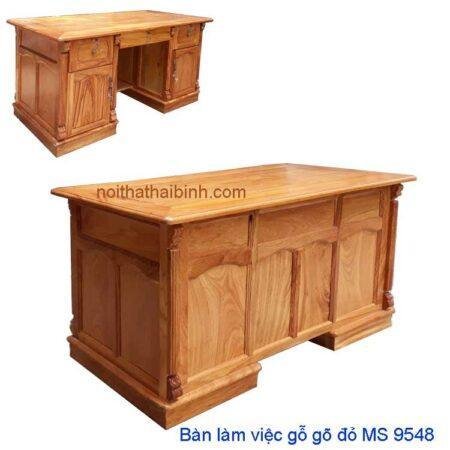 Bàn văn phòng gỗ gõ đỏ MS 9548 Giá 1m6 = 19.500.000 đ - Tặng kính mặt bàn dầy 8 ly