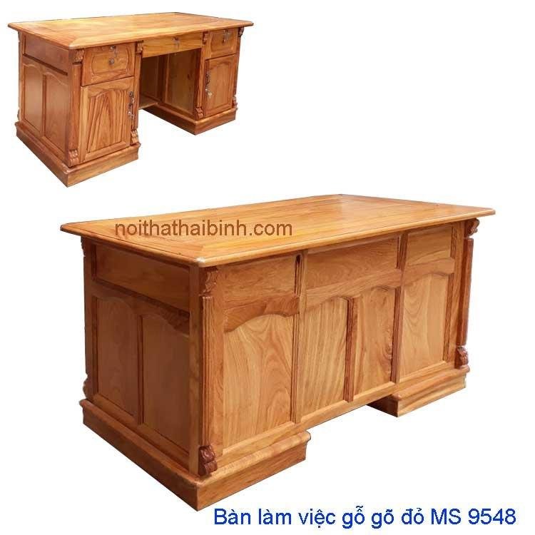 Bàn văn phòng gỗ gõ đỏ MS 9548 Giá 1m6 = 19.500.000 đ - Tặng kính mặt bàn dầy 8 ly 1 Bàn văn phòng gỗ gõ đỏ MS 9548 Giá 1m6 = 19.500.000 đ - Tặng kính mặt bàn dầy 8 ly