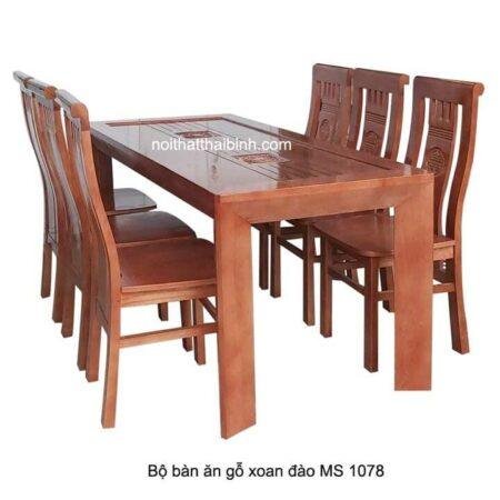 Bộ bàn ăn gỗ xoan đào 6 ghế MS 1078 Giá bán = 11.500.000 đ