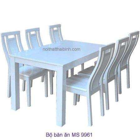 Bộ bàn ăn màu trắng MS 9961 Giá bộ = 10.500.000 đ -Tặng mặt kính bàn dầy 8 ly.
